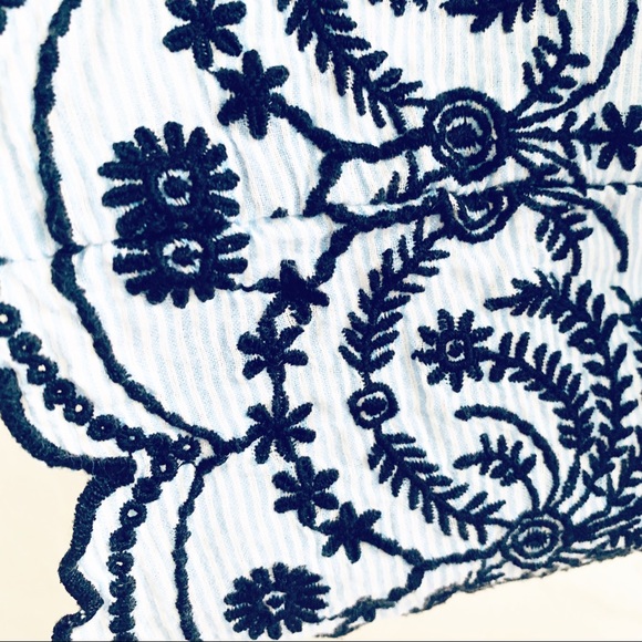 Zara Pinstripe Embroidered Top - Picture 11 of 12